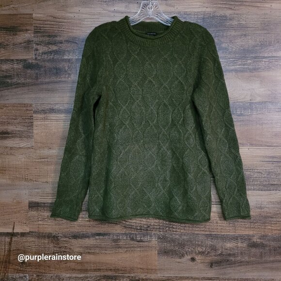 Talbots Cable Knit Sweater S Rollneck Olive Wool Alpaca Super Soft Stretch - Picture 1 of 11